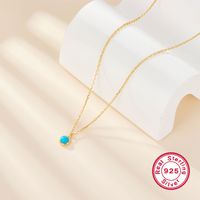 Simple Style Round Sterling Silver Plating Inlay Zircon White Gold Plated Pendant Necklace main image 4