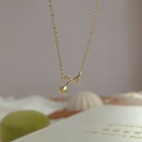 Elegant Retro Sweet Rose Sterling Silver Inlay Zircon Gold Plated Pendant Necklace main image 1