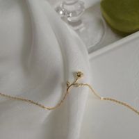 Elegant Retro Sweet Rose Sterling Silver Inlay Zircon Gold Plated Pendant Necklace main image 5