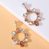 1 Pair Lady Circle Rhinestone Inlay Artificial Gemstones Women's Drop Earrings main image 11