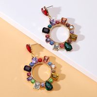 1 Pair Lady Circle Rhinestone Inlay Artificial Gemstones Women's Drop Earrings main image 10