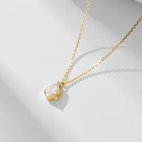 Simple Style Water Droplets Sterling Silver Plating Inlay Zircon 14k Gold Plated Rhodium Plated Pendant Necklace main image 8