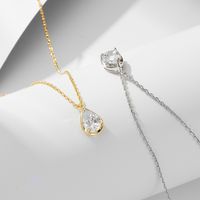 Style Simple Les Gouttelettes D'eau Argent Sterling Placage Incruster Zircon Plaqué Or 14k Plaqué Rhodium Pendentif main image 1