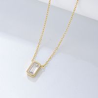 Simple Style Square Sterling Silver Plating Inlay Zircon 14k Gold Plated Rhodium Plated Pendant Necklace main image 1