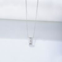 Simple Style Square Sterling Silver Plating Inlay Zircon 14k Gold Plated Rhodium Plated Pendant Necklace sku image 2