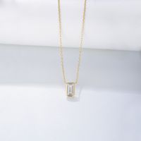 Simple Style Square Sterling Silver Plating Inlay Zircon 14k Gold Plated Rhodium Plated Pendant Necklace sku image 1