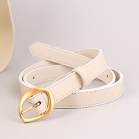 Basic Retro Solid Color Alloy Leather Women's Leather Belts sku image 1