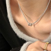 Simple Style Circle Alloy Copper Plating Inlay Zircon Necklace main image 3