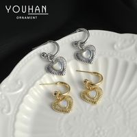 1 Paire Style Ig Forme De Cœur Placage Incruster Le Cuivre Coquille Boucles D'oreilles main image 6