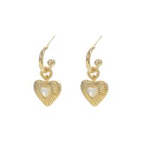 1 Pair Ig Style Heart Shape Plating Inlay Copper Shell Drop Earrings main image 2