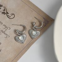 1 Pair Ig Style Heart Shape Plating Inlay Copper Shell Drop Earrings sku image 1
