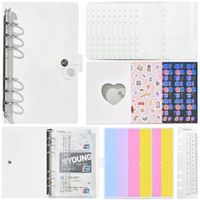 A6 Macaron Leather Notebook Loose-leaf Binder Refillable With 12 Loose-leaf Zipper Bags sku image 9