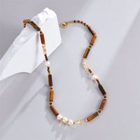 Artificial Pearl Natural Stone 14K Gold Plated Cute Beaded Plating Color Block Necklace main image 3