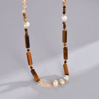 Artificial Pearl Natural Stone 14K Gold Plated Cute Beaded Plating Color Block Necklace main image 1