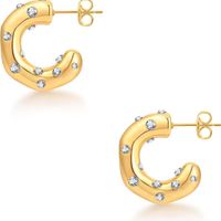 1 Pair Simple Style Classic Style U Shape Inlay Titanium Steel Zircon Earrings main image 4