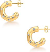 1 Pair Simple Style Classic Style U Shape Inlay Titanium Steel Zircon Earrings sku image 1
