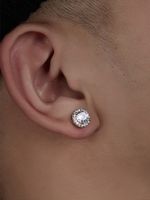 1 Piece Casual Hip-hop Round Solid Color Inlay Stainless Steel Diamond Ear Studs main image 10
