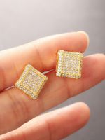 1 Piece Casual Hip-hop Round Solid Color Inlay Stainless Steel Diamond Ear Studs sku image 9