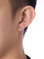 1 Piece Casual Hip-hop Round Solid Color Inlay Stainless Steel Diamond Ear Studs sku image 1