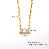 Vacation Rectangle Stainless Steel Titanium Steel Inlay Zircon Gold Plated Pendant Necklace sku image 1