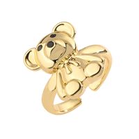 Luxurious Bear Heart Shape Copper Gold Plated Zircon Open Rings In Bulk main image 5