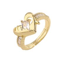 Luxuriös Tragen Herzform Kupfer Vergoldet Zirkon Offener Ring In Masse main image 2