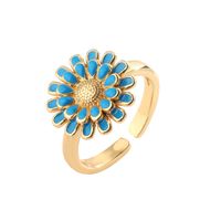 Luxurious Flower Copper Plating Inlay Zircon Gold Plated Open Rings main image 4