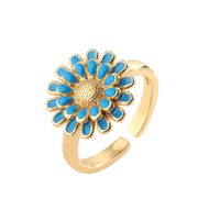 Luxurious Flower Copper Plating Inlay Zircon Gold Plated Open Rings sku image 3