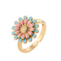 Luxurious Flower Copper Plating Inlay Zircon Gold Plated Open Rings main image 6