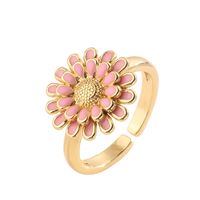 Luxurious Flower Copper Plating Inlay Zircon Gold Plated Open Rings main image 5