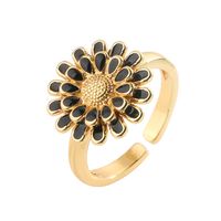 Luxueux Fleur Le Cuivre Placage Incruster Zircon Plaqué Or Anneau Ouvert sku image 2