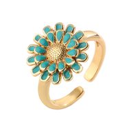Luxurious Flower Copper Plating Inlay Zircon Gold Plated Open Rings main image 2