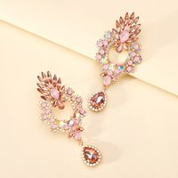 1 Paire Style Simple Fleur Strass Incruster Pierres Précieuses Artificielles Femmes Des Boucles D'oreilles main image 8