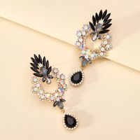 1 Paire Style Simple Fleur Strass Incruster Pierres Précieuses Artificielles Femmes Des Boucles D'oreilles sku image 2