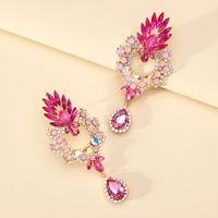 1 Paire Style Simple Fleur Strass Incruster Pierres Précieuses Artificielles Femmes Des Boucles D'oreilles main image 11