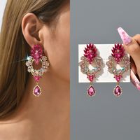 1 Pair Simple Style Flower Rhinestone Inlay Artificial Gemstones Women's Earrings main image 1