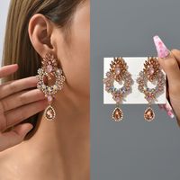 1 Pair Simple Style Flower Rhinestone Inlay Artificial Gemstones Women's Earrings main image 3