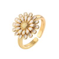 Luxurious Flower Copper Plating Inlay Zircon Gold Plated Open Rings sku image 1