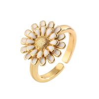 Luxueux Fleur Le Cuivre Placage Incruster Zircon Plaqué Or Anneau Ouvert sku image 1