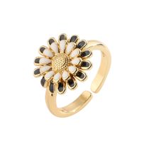 Luxurious Flower Copper Plating Inlay Zircon Gold Plated Open Rings sku image 7