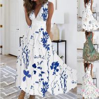Women's Swing Dress Casual V Neck Printing Sleeveless Flower Maxi Long Dress Daily Street main image 1