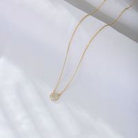 Simple Style Round Sterling Silver Plating Inlay Zircon 14k Gold Plated Rhodium Plated Pendant Necklace sku image 1