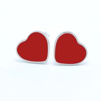 1 Piece Cute Wedding Heart Shape Epoxy Plating Metal 18k Gold Plated Ear Studs sku image 4
