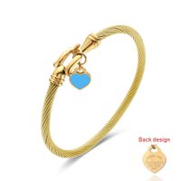 Simple Style Heart Shape Stainless Steel Plating Gold Plated Bangle sku image 19