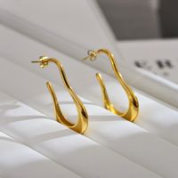 1 Pair Commute Solid Color Plating Stainless Steel 18k Gold Plated Earrings main image 4