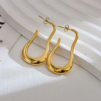 1 Pair Commute Solid Color Plating Stainless Steel 18k Gold Plated Earrings main image 2