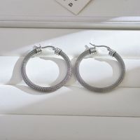 1 Pair Elegant Classic Style Solid Color Plating Stainless Steel 18k Gold Plated Hoop Earrings main image 3