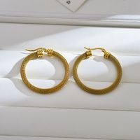 1 Pair Elegant Classic Style Solid Color Plating Stainless Steel 18k Gold Plated Hoop Earrings main image 4
