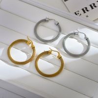 1 Pair Elegant Classic Style Solid Color Plating Stainless Steel 18k Gold Plated Hoop Earrings main image 5