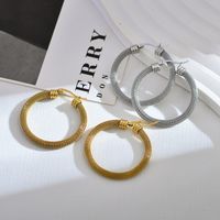 1 Pair Elegant Classic Style Solid Color Plating Stainless Steel 18k Gold Plated Hoop Earrings main image 6